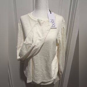 NWT bobi la cream long sleeve women's shirt‎ size large